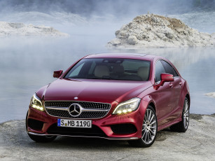 Картинка автомобили mercedes-benz красный 2014 г с218 package sports amg cls 500 4matic