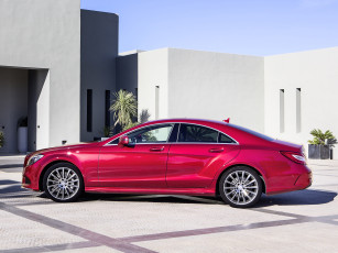 Картинка автомобили mercedes-benz с218 package красный 2014 г sports amg 4matic cls 500