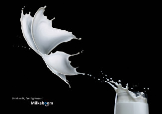 Картинка бренды milkaboom молоко брызги бабочка