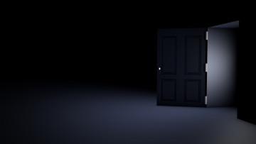 обоя 3д, графика, realism, реализм, дверь, комната, темно