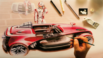 Картинка разное компьютерный дизайн рисунок автомобиль рука карандаши