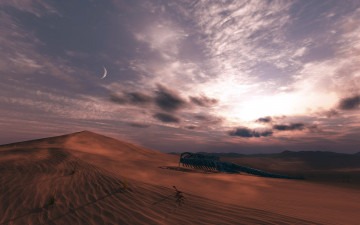 Картинка 3д графика fantasy фантазия пустыня песок скелет