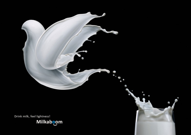 Обои картинки фото бренды, milkaboom, брызги, голубь, молоко