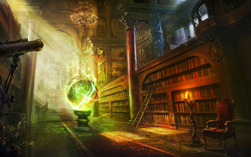 обоя фэнтези, магия, библиотека