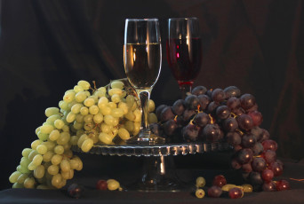 обоя еда, напитки, вино, виноград, бокалы