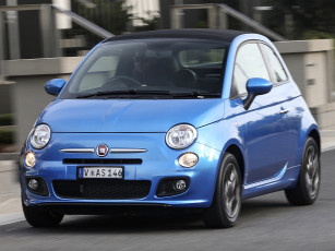 обоя автомобили, fiat, 500s, cabrio, au-spec, 2013г, синий