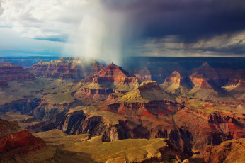 Картинка природа горы скалы дождь облака тучи небо национальный парк гранд-каньон сша