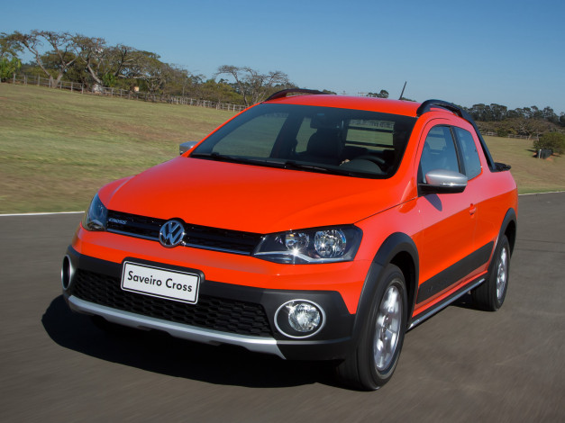 Обои картинки фото автомобили, volkswagen, красный, cd, cross, saveiro, 2014г