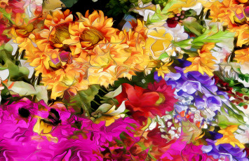 Картинка разное компьютерный+дизайн краски природа рендеринг линии лепестки цветы сад клумба
