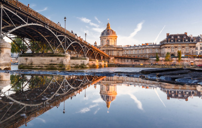 Обои картинки фото города, париж , франция, река, сена, мост, искусств, париж