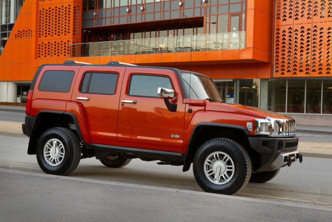 Обои картинки фото автомобили, hummer, красный, au-spec, h3