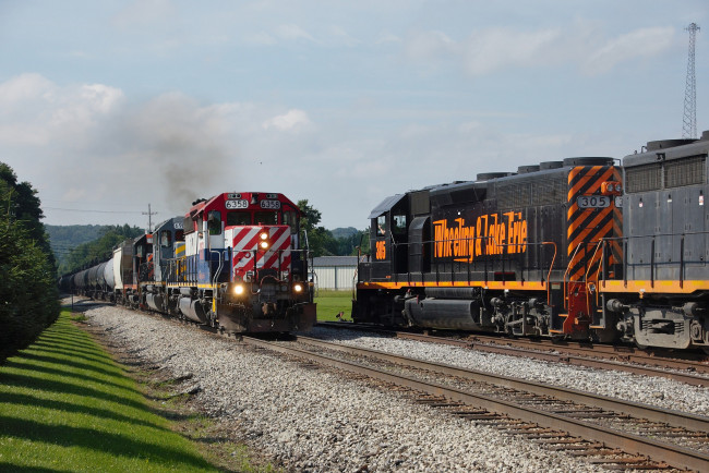 Обои картинки фото техника, поезда, состав, железная, локомотив, рельсы, дорога