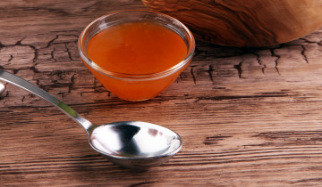 Картинка еда мёд +варенье +повидло +джем абрикосовый джем абрикос листики ложка фон