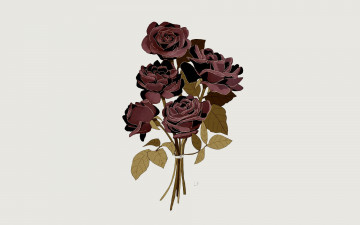 обоя рисованное, цветы, розы, букет