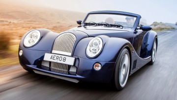 обоя morgan motor company, автомобили, morgan, синий, кабриолет, скорость, дорога