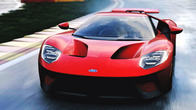 Обои картинки фото ford gt, автомобили, ford, красный, скорость, дорога