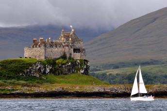 обоя замок, дуарт, шотландия, города, дворцы, замки, крепости, каменный, парус, вода