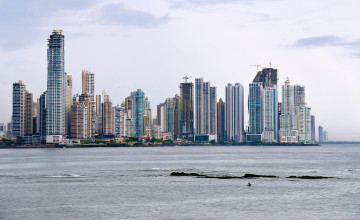 обоя панама, города, столицы, государств, небоскребы, вода