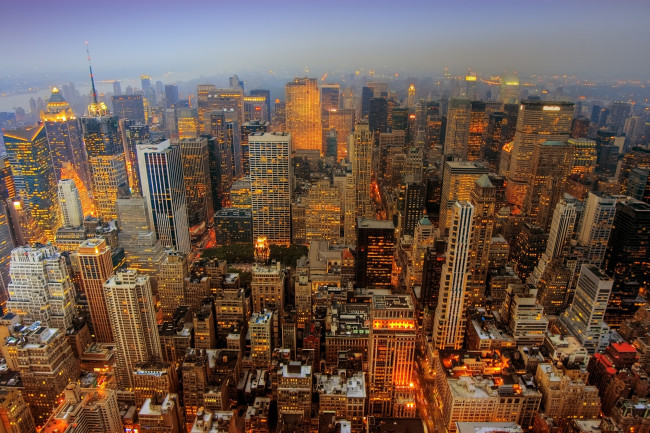 Обои картинки фото манхэттен, нью, йорк, сша, города, ночь, огни, небоскребы