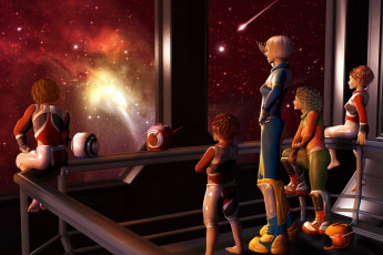Картинка 3д графика fantasy фантазия дети космический корабль