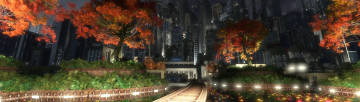 Картинка 3д графика nature landscape природа ночной город фигура