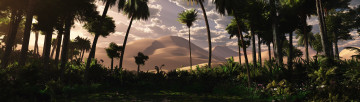 Картинка 3д графика nature landscape природа оазис пустыня горы