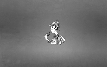Картинка рисованные минимализм sherlock holmes трубка шапка arthur ignatius conan doyle плащ черно-белый фон