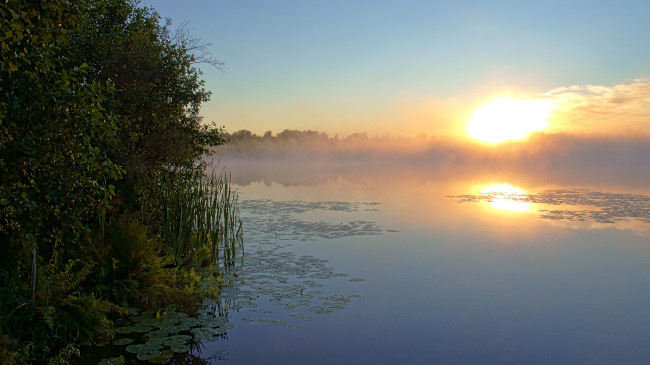 Обои картинки фото оз, светлояр, природа, реки, озера, озеро, утро, восход, туман