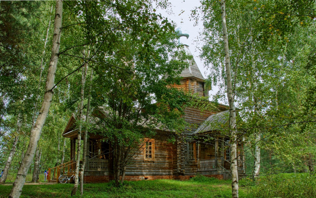 Обои картинки фото церковь, на, оз, светлояр, города, православные, церкви, монастыри, лес