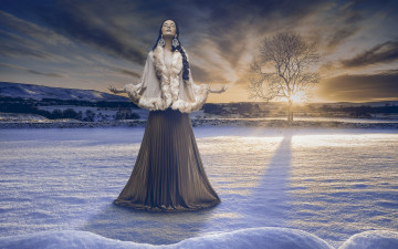 Картинка девушки -unsort+ брюнетки +шатенки thais silva мольба зима снег дерево природа