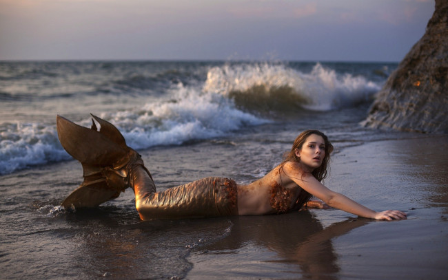 Обои картинки фото девушки, -unsort , креатив, русалка, хвост, океан, море