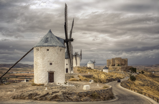 Обои картинки фото разное, мельницы, дорога, ветряк, мельница