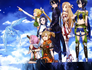 обоя аниме, sword art online, мастера, меча, онлайн