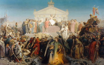 Картинка рисованное живопись аллегория картина рождение христа век августа жан-леон жером мифология