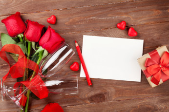 Картинка праздничные день+святого+валентина +сердечки +любовь бокалы розы бумага сердечки цветы подарок карандаш