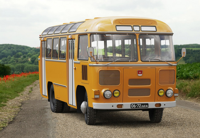 Обои картинки фото паз- 672, автомобили, автобусы, дорога, ретро, паз-, 672, автобус