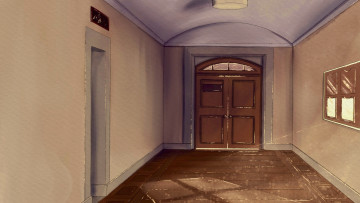 Картинка рисованное города коридор дверь дом