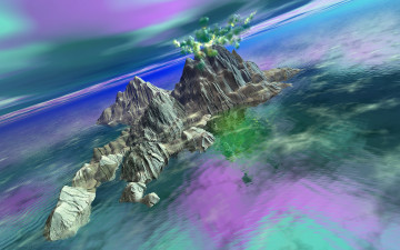 Картинка 3д графика nature landscape природа вода облака