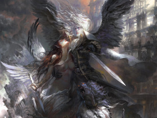 Картинка фэнтези ангелы ангел эльф девушка парень