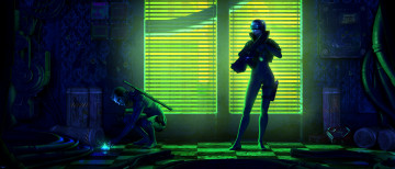 Картинка фэнтези люди sci-fi парень девушка оружие арт