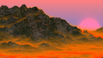 Картинка 3д+графика природа+ nature горы восход