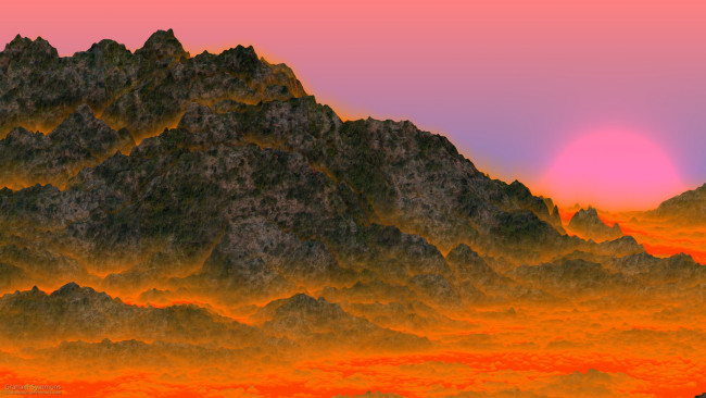Обои картинки фото 3д графика, природа , nature, горы, восход