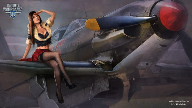 Обои картинки фото видео игры, world of warplanes, модель, девушка, warplanes, онлайн, симулятор, игра, арт, of, world