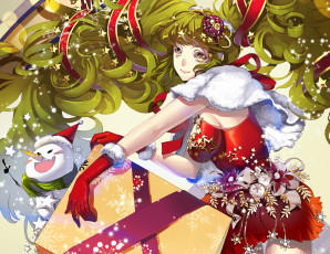 Картинка аниме зима +новый+год +рождество арт рождество подарок коробка