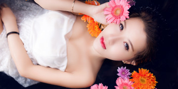 Картинка девушки -unsort+ азиатки девушка вода цветы