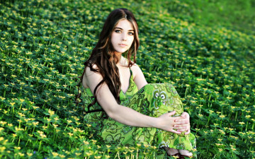 Картинка девушки -unsort+ брюнетки +шатенки цветы поле природа девушка лето