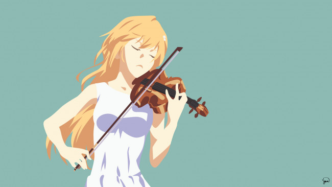 Обои картинки фото аниме, shigatsu wa kimi no uso, скрипка, вектор, девушка, фон