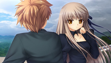 Картинка аниме rewrite девушки взгляд фон