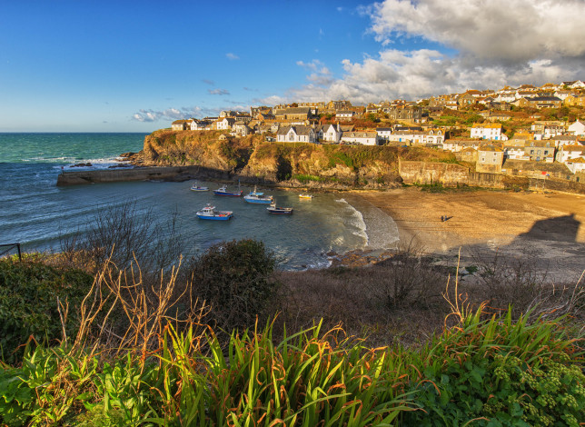 Обои картинки фото port isaac, корабли, порты ,  причалы, побережье