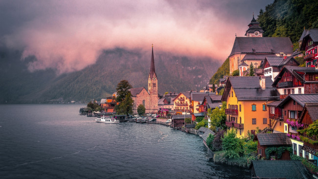Обои картинки фото hallstatt ,  austria, города, гальштат , австрия, городок, горы, озеро